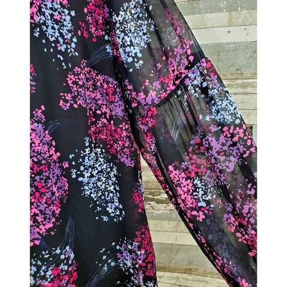 Lane Bryant Womens Plus Floral Square Neck Lined Blouse Purple Pink Size 14 NWT - Picture 7 of 8